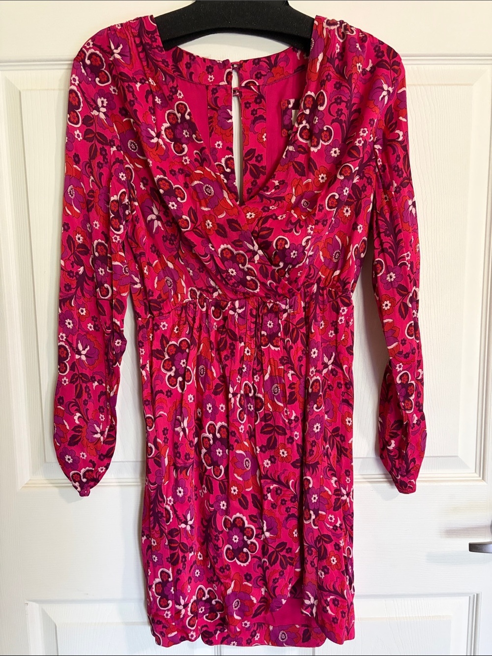 Maeve by Anthropology Pink Floral Long-Sleeve Dress